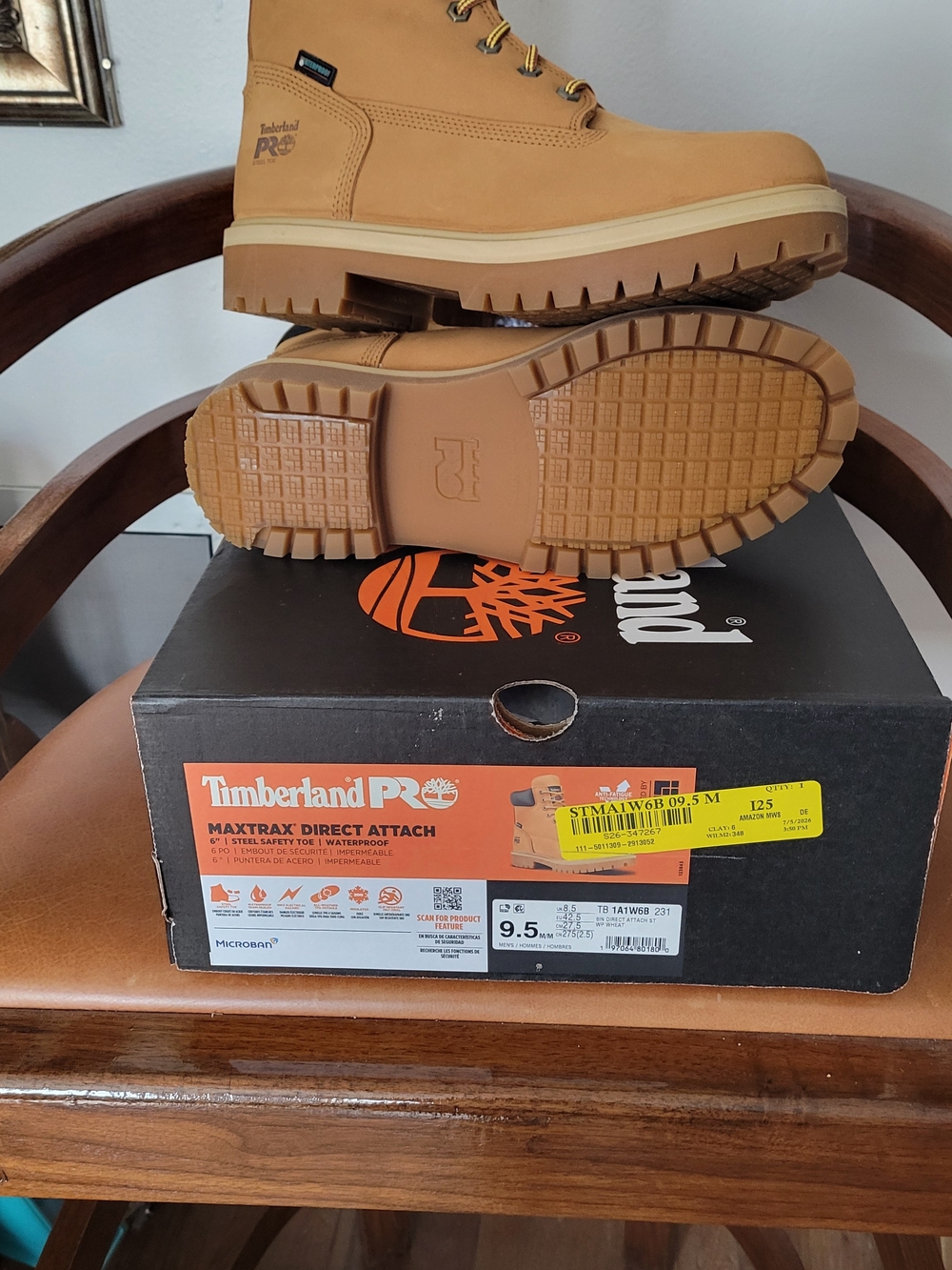 Timberland PRO Wheat Tan Work Boots with Black Collar - Picture 4 of 4